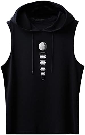 Letra masculina de oyoangle e lua com estampa de lua com malha com capuz Top Treping Treping Bodybuilding Gym Shirt