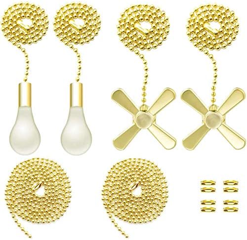 Conjunto de corrente de pull Iceyyy Gold Teto do teto, incluindo 39,4 polegadas de cobre Fan Ball Fan Pull Chain Extension