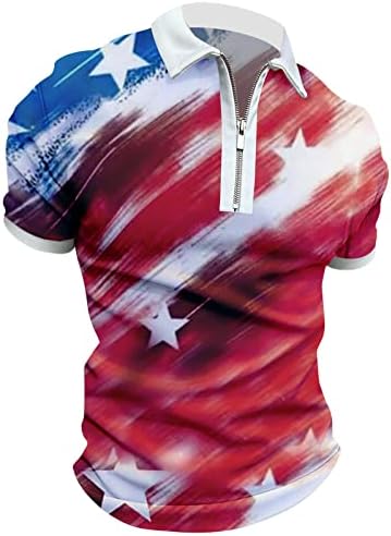 BMISEGM Summer Workout Shirts for Men Men American Flag Patriótica Camisa para homens 4 de julho Músculos Turn Down Christmas