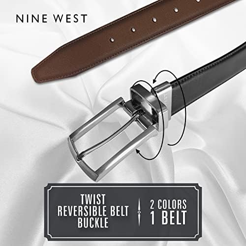 Nine West Mens Belt Leather Vegan Regular | Vestido reversível Corrente cotidiano casual, projetado nos EUA