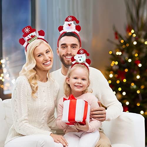 Bandas de cabeça de Natal de Magalava com bandeira do boneco de neve de Santa, bandana do Papai Noel, faixa de cabeça de natal com designs diferentes para favores de festas infantis, chapéu de festa de férias 4 pacotes