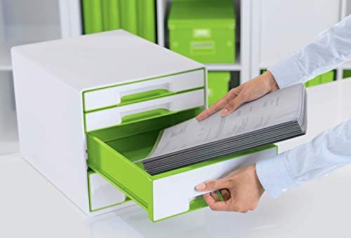 Caixa de gavetas do Leitz Cube com 5 gavetas, branco/verde, A4, incl. Inserção transparente da gaveta, uau, 52142054 // 'marcador de caneta' não está chegando junto com o produto
