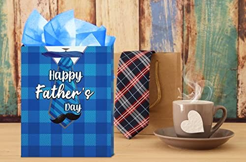 Waahome Feliz Pais do Dia de Bolsas de Presente com papel de seda e alça, 11.5''x9''x5 '' Médio Day Gift Smag para