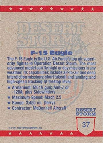 1991 Topps Desert Storm Storm Yellow Letipo Coalizão para Cartões de Comércio de Paz 37B F-15 Plano de caça