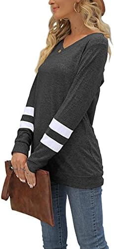 Moletons do aokosor para mulheres de manga longa V suéteres de túnicos para leggings