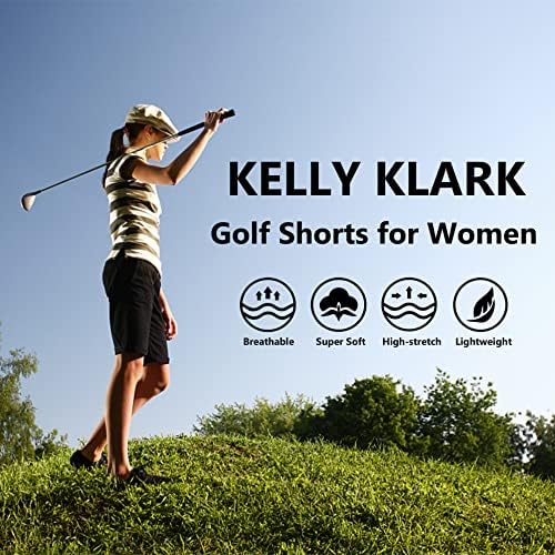Kelly Klark Shorts de golfe feminino, 9 “Stretch Casual Elegant Bermuda Shorts com bolsos