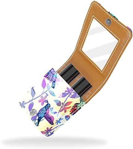 HummingBirds Batom de padrões de beija -flor fofo porta -maquiagem portátil portup com espelho para bolsa de bolsa