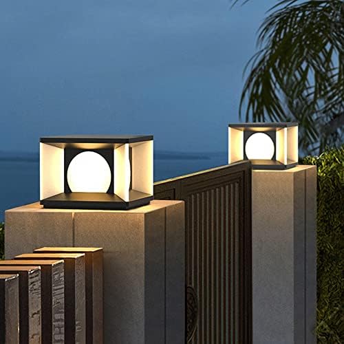 Dlsixyi moderna coluna ao ar livre coluna leve lanterna de pedestal de aço inoxidável, luzes postais de pilar de LED à