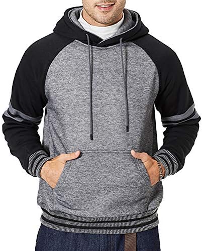 Hoofier Men's Athletic Hoodies Block Color Block Hooded Sweetshirt