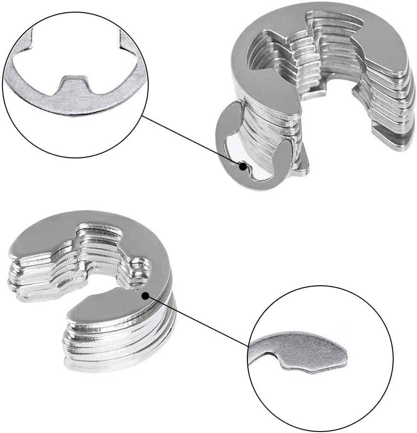 Kit de sortimento para anel de retenção externo de clipe e 120pcs 10 tamanhos anel de circlip de clipe e anel de aço inoxidável de aço inoxidável
