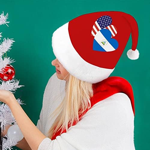 Nicarágua American Heart Flag Hat Christmas Hats Papai Noel Decorações de árvore de natal Decoração de férias Presentes para adultos