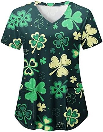 CGGMVCG ST PATRICKS DIA Tops Tops Mulheres Moda Casual V Neck St Pat Pat Impresso Mangas curtas St Patricks Day Clothing