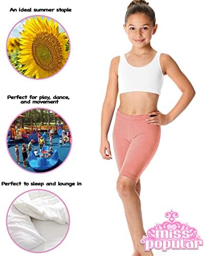Senhorita Miss Girls Biker Shorts Spandex de algodão Cintura elástica | Dança, ginástica.