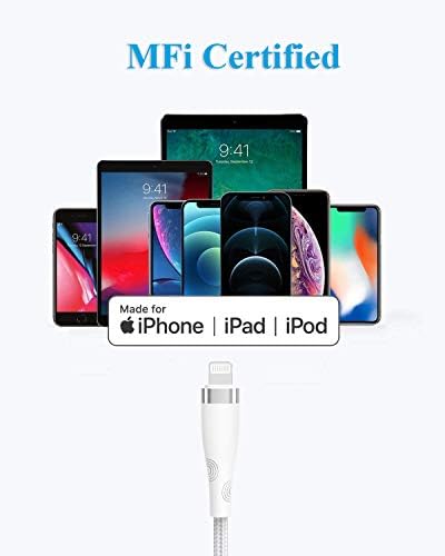 Bloco de carregador rápido do iPhone 13, [Certificado MFI] Porta dupla PD 20W iPhone 13 Pro Max Charger Block com 6 pés USB C para