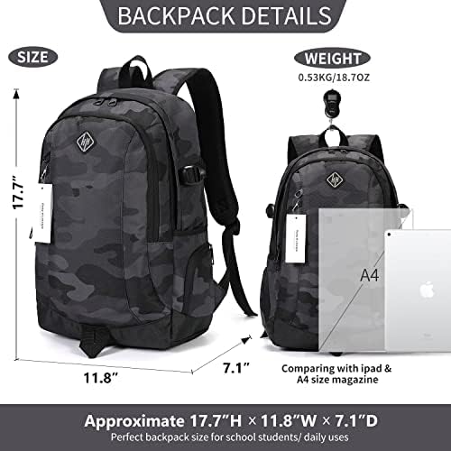 Rickyh Style School Backpack, Bolsa de Viagem para Homens e Mulheres, Pacote Back de Colégio Lightweight com compartimento de