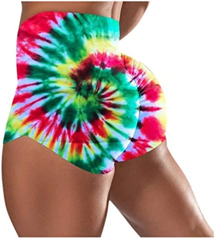 SSDXY Feminino sexy colorido tie-dye gradiente shorts shorts de cintura alta yoga academia shorts mini shorts