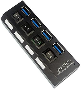 Hub USB 3.0 4 Porta 5 Gbps High Speed ​​Adapt Cable com laptop para PC, preto