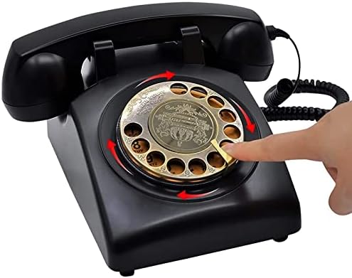 Irisvo Retro Rotary Telefones para telefone fixo, telefone com moda antiga Dial rotativo, telefone fixo para decoração em casa e