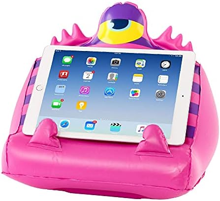 Bookmonster iPad, tablet e suporte de livro inflável para crianças crianças, lendo na cama em casa, travesseiro de almofada macia,