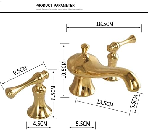 Torneiras Torneiras de Banheiro Ouro, Suporte duplo Torneira Misturada de Bacia de Água Montada e Fria Misturada de