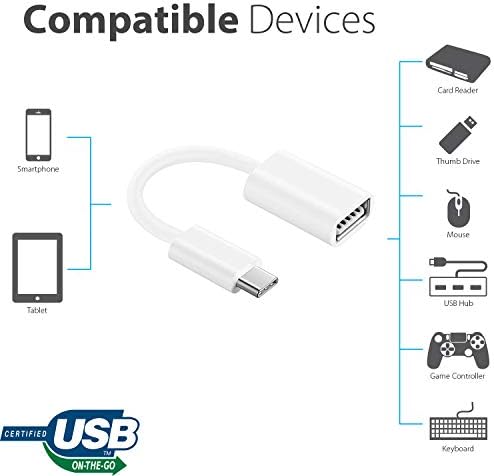 Adaptador BIG-E OTG USB-C 3.0 Compatível com o Samsung Galaxy S21 Ultra para funções de uso múltiplo, como teclado, unidades de polegar,