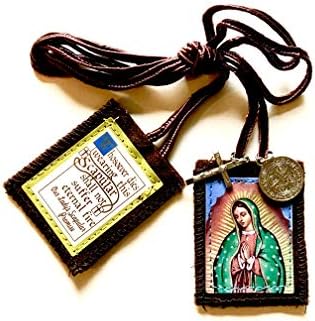 Escapularios La Virgen de Guadalupe - colar de escapulares marrons para mulheres e homens - escapular com medalha e crucifixo