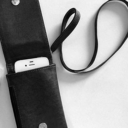 Linha de flores Ilustração Pão de bolsa de carteira de telefone pendurada bolsa preta bolso preto