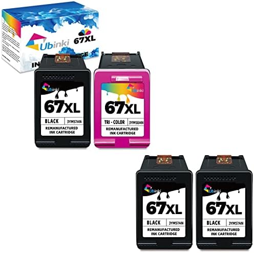 Ubinki 67XL Ink Cartridge Black Color Combo for HP Ink 67 XL HP67 HP67XL for 2700 2700e 2752 2752e 2742e 2755 2755e 4100