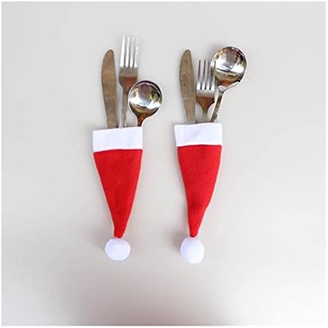 10/20 peças de decorações de Natal, mini chapéus domésticos, utensílios de mesa, talheres, chapéus de Natal da bolsa, decorações