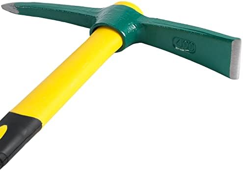 Zeonenhei Pick Mattock HOE Pesado, picareta de mão de jardinagem com alça de borracha de absorção de choque de 15 polegadas