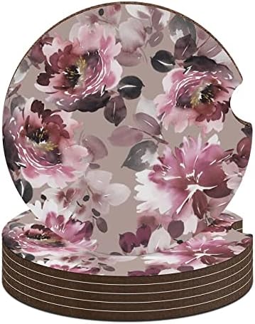Flores de aquarela Flores de madeira Copos de copos de xícara de copo de copo não escorregador de decoração de interiores de estrondo