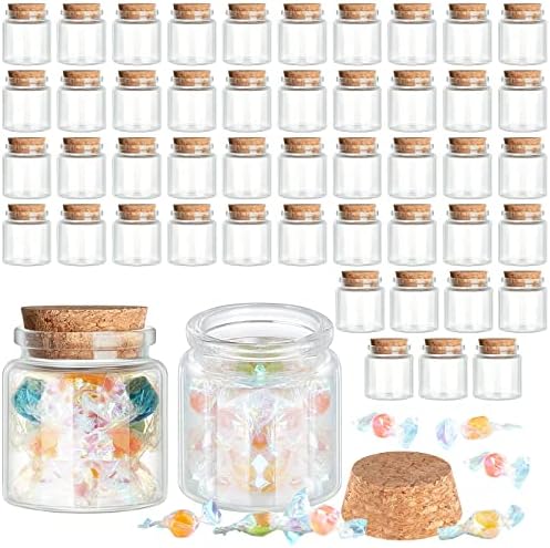 48 PCs pequenas garrafas de vidro com cortiça, 50 ml frascos de frascos de mini -poções garrafas vazias frascos de