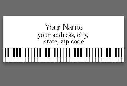 Definir 30 etiquetas de endereço de retorno personalizadas com a chave de piano Black White Pattern