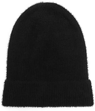 Zlyc Winter Winter Slouchy Feanie Hat Hat com nervuras quentes malhas de crânio para mulheres homens