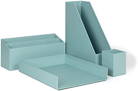 U Brands Paper embrulhou o conjunto de organizações de mesa, suprimentos de organização de escritório, sólida teal, 4 peças