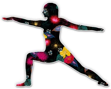 Yoga pose de cor floral bonita - adesivo de vinil de 3 - para laptop para laptop water garrafa - decalque à prova d'água