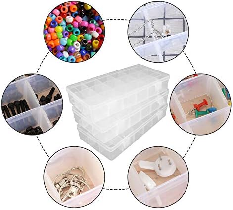 8 pacote 18 grades Caixa de tackle de contas de plástico transparente, organizador de caixas de contêineres de armazenamento artesanal