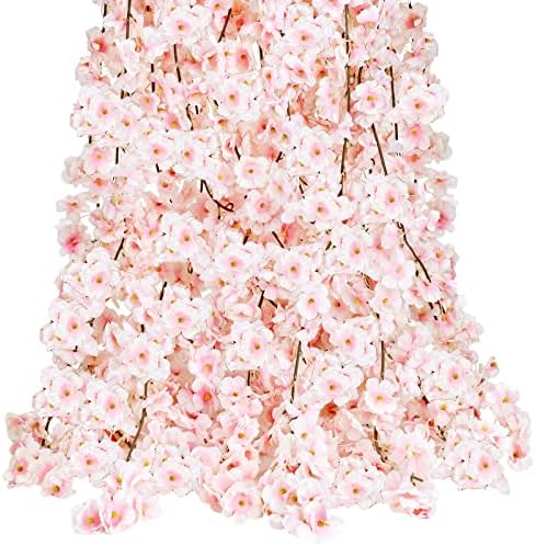 Cewor 10pcs Flores de cerejeira falsa Flores Flores Flores artificiais para o ar livre Garland para festa de seda para festa de casamento Decoração de quarto rosa japonês Kawaii Decor