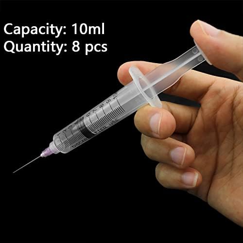 Mtqy 8pcs 10ml seringas plásticas com agulha contundente 18Ga para caneta -tinteiro, impressora de computador