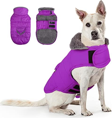 Casacos de cães de inverno de Koesson, jaquetas de neve de cães super quentes para o vento para o clima frio, roupas refletidas