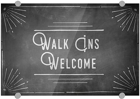 CGSignLab | Walk Ins Welcome -Chalk Corner Premium Acrylic Sign | 18 x12