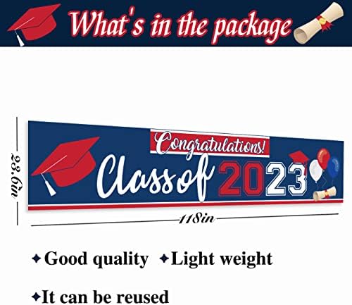 Decorações de graduação Classe de 2023 Banner Blue e Red Cenário Decorações de Graduação 2023 PARTE PARTIM