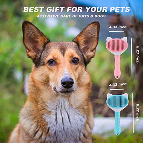 FAFANTEC DOG & CAT Enchendo pincéis de lampejo de 2, escova de derramamento auto-limpante para cabelos curtos e longos, remova
