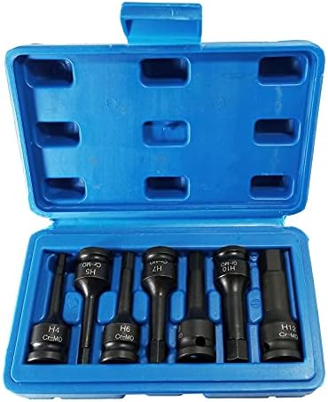 Conjunto de soquete de impacto Huiop, 7pcs de impacto de impacto conjunto de bits de 3/8 de polegada cromo molibdênio