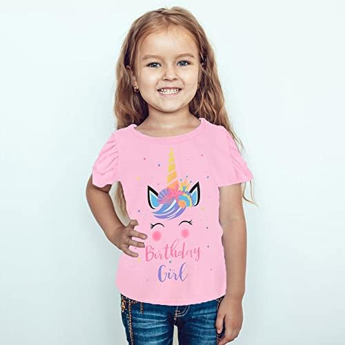 Camisas de aniversário para crianças pequenas camisetas de unicórnio 2º 3º 4º 5º 6º 7º Aniversário Pink Tees Summer Summer