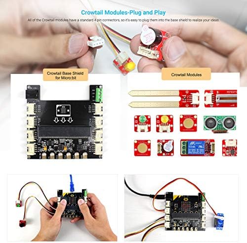Kit de sensor Elecrow compatível com microbit, kit de eletrônica de aprendizado de Crowtail Programming, kit de codificação para programador