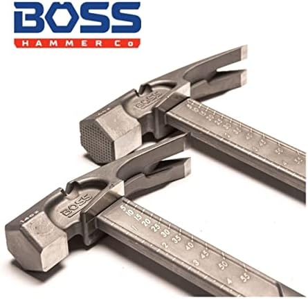Boss Hammer Pro Série Titanium Hammer com garra de borracha sem deslizamento sem deslizamento - 16 onças, grau de construção,