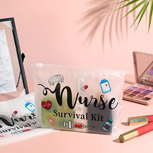 60 PCS Kit de sobrevivência de enfermagem Bolsa de enfermagem Bolsas de maquiagem de enfermagem bolsas cosméticas para meninas Meninas de viagem, 7,87 x 5,91 polegadas