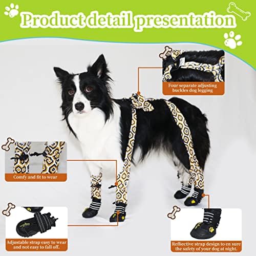 BestZone Botas de cachorro sapatos impermeáveis ​​para cães com faixas reflexivas Anti-deslizamento Anti-deslizamento Leggings de cachorro