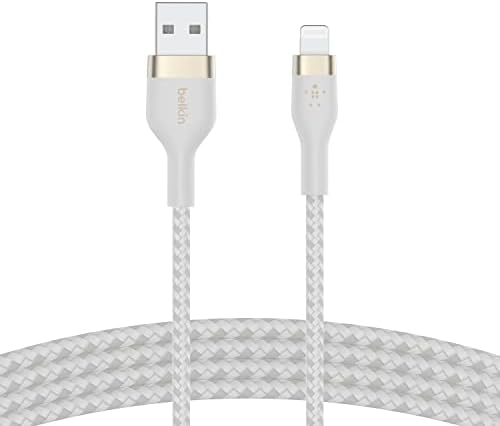 Belkin BoostCharge Pro Flex trançado USB tipo A para o cabo Lightning, carregador de parede branco e duplo USB 24W